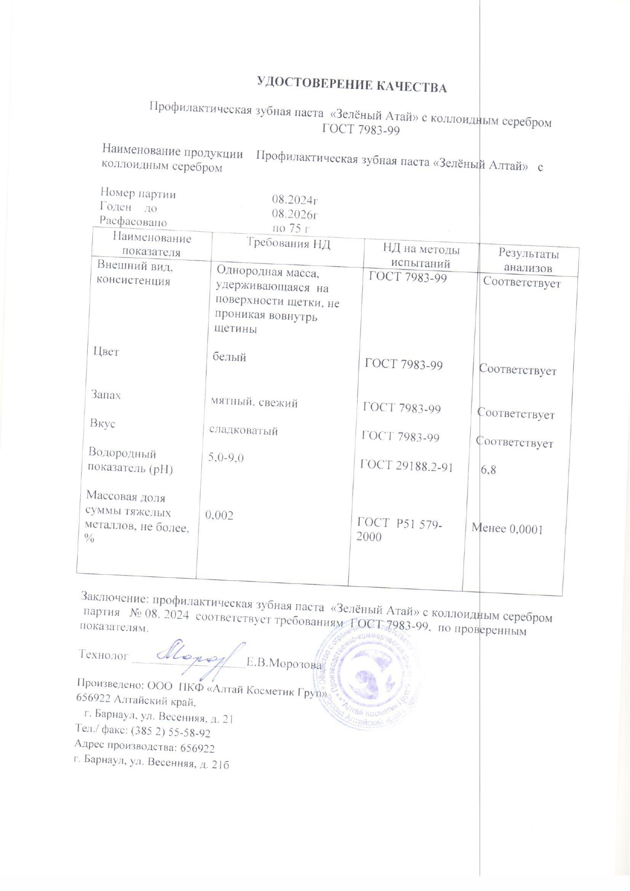 Паспорт №082024